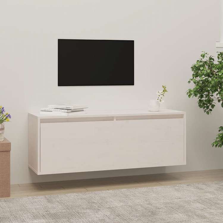vidaXL ウォールキャビネット ホワイト 100x30x35 cm パイン無垢材家具 棚 壁面収納棚・壁面ラック(代引不可)
