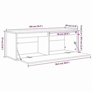 vidaXL ウォールキャビネット ホワイト 100x30x35 cm パイン無垢材家具 棚 壁面収納棚・壁面ラック(代引不可)