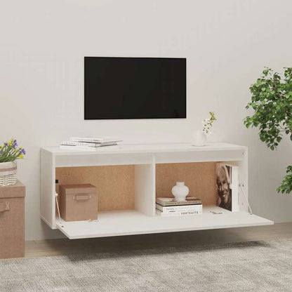 vidaXL ウォールキャビネット ホワイト 100x30x35 cm パイン無垢材家具 棚 壁面収納棚・壁面ラック(代引不可)