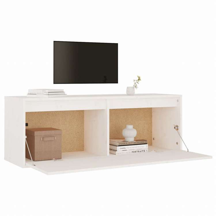 vidaXL ウォールキャビネット ホワイト 100x30x35 cm パイン無垢材家具 棚 壁面収納棚・壁面ラック(代引不可)