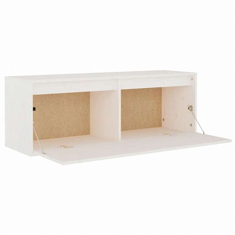 vidaXL ウォールキャビネット ホワイト 100x30x35 cm パイン無垢材家具 棚 壁面収納棚・壁面ラック(代引不可)