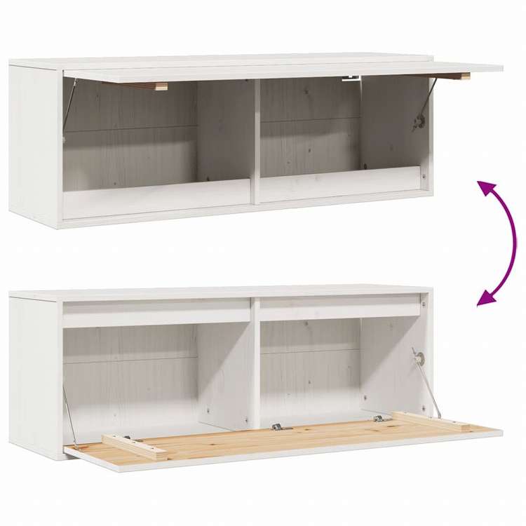 vidaXL ウォールキャビネット ホワイト 100x30x35 cm パイン無垢材家具 棚 壁面収納棚・壁面ラック(代引不可)