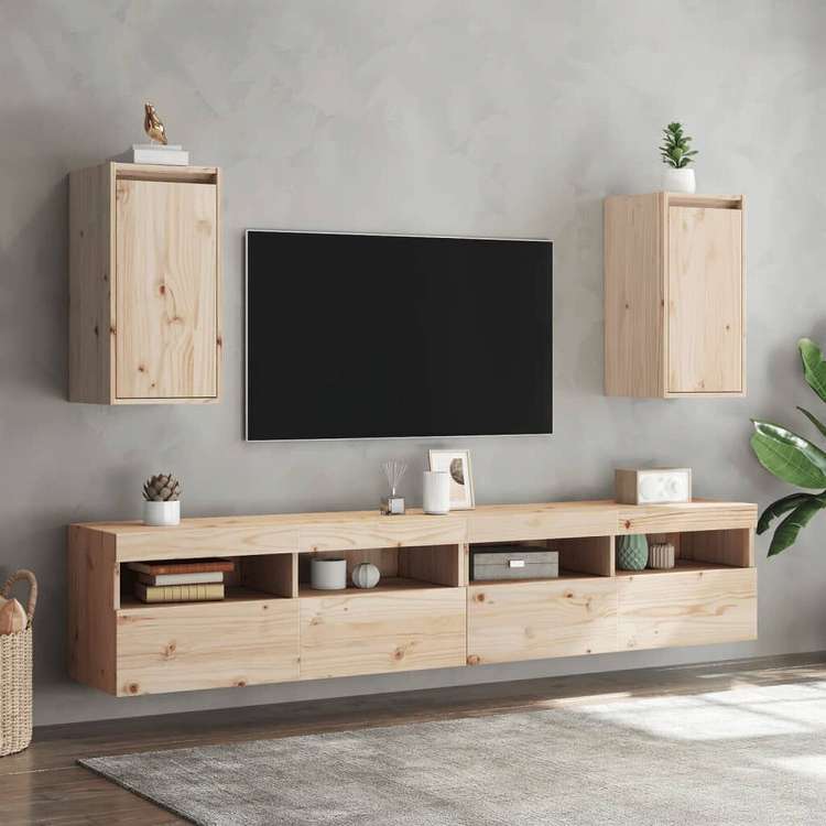 vidaXL ウォールキャビネット 2点 30x30x60 cm パイン無垢材家具 棚 壁面収納棚・壁面ラック(代引不可)