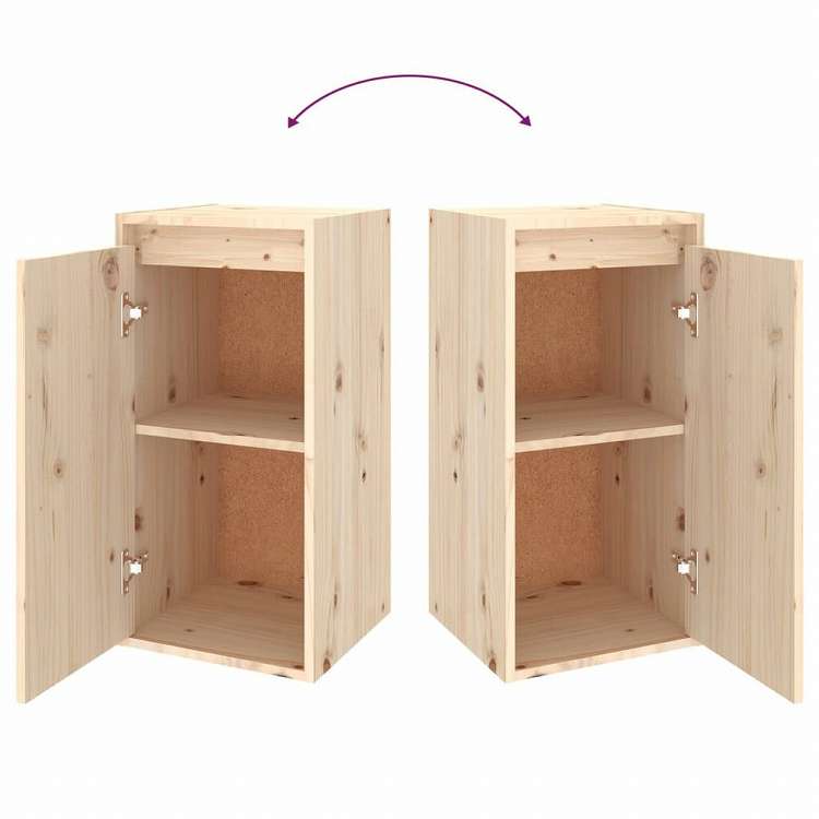 vidaXL ウォールキャビネット 2点 30x30x60 cm パイン無垢材家具 棚 壁面収納棚・壁面ラック(代引不可)
