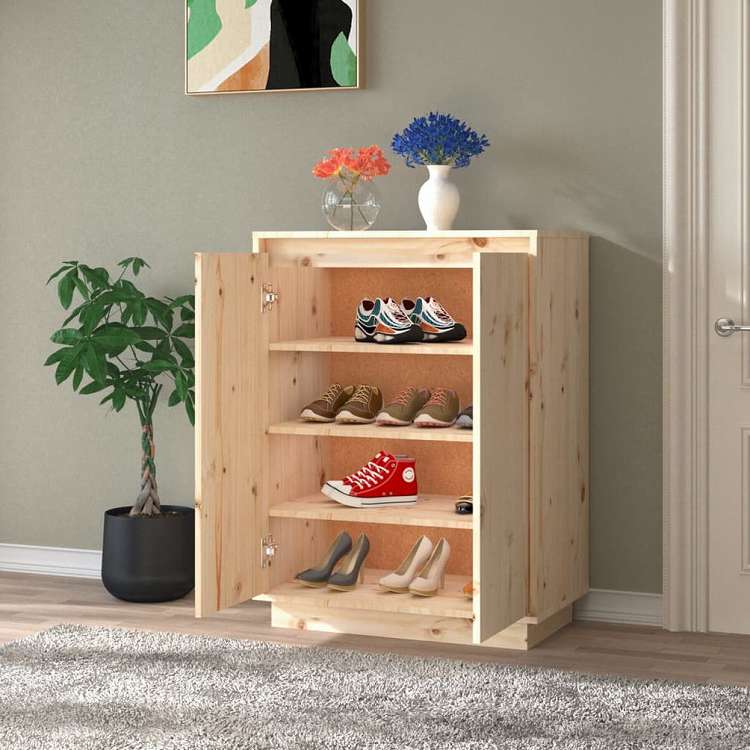 vidaXL シューズキャビネット 60x35x80 cm 無垢のパイン材ホーム&ガーデン 家事用品 収納&オーガナイザー 衣類・ワードローブ収納 シューズラック・整理収納(代引不可)