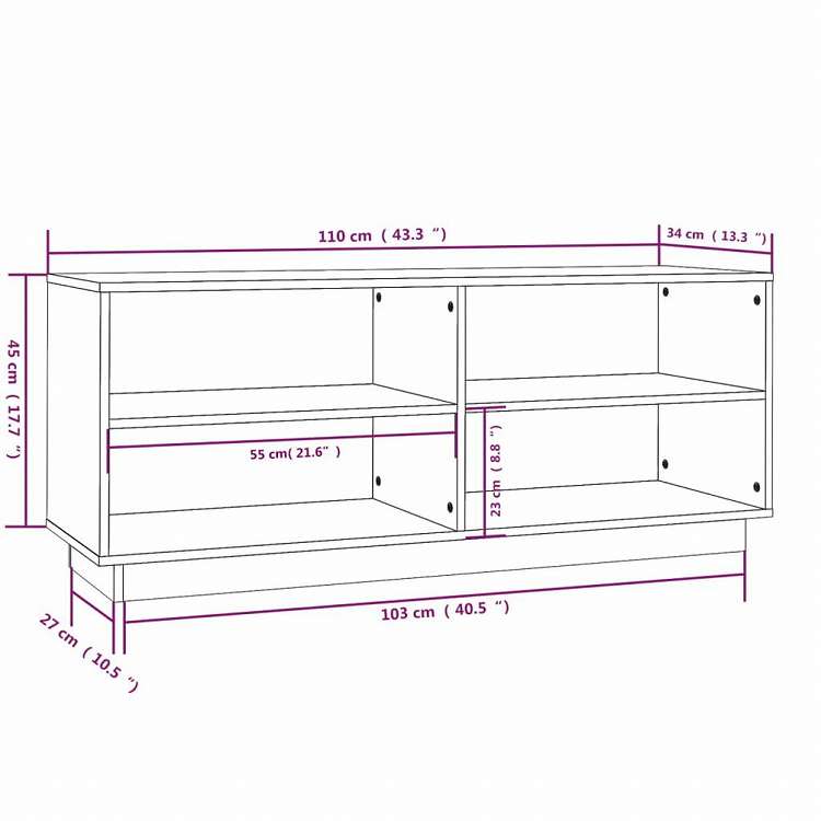 vidaXL シューズキャビネット 110x34x45 cm 無垢のパイン材ホーム&ガーデン 家事用品 収納&オーガナイザー 衣類・ワードローブ収納 シューズラック・整理収納(代引不可)