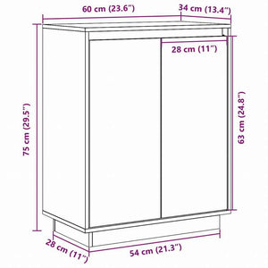 vidaXL サイドボード 60x34x75 cm パイン無垢材家具 キャビネット&収納 サイドボード(代引不可)