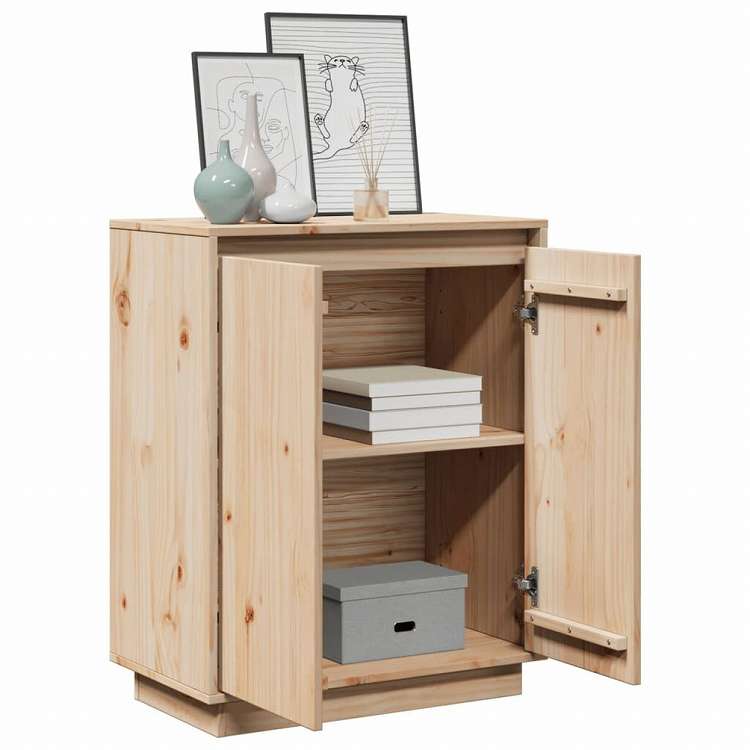 vidaXL サイドボード 60x34x75 cm パイン無垢材家具 キャビネット&収納 サイドボード(代引不可)