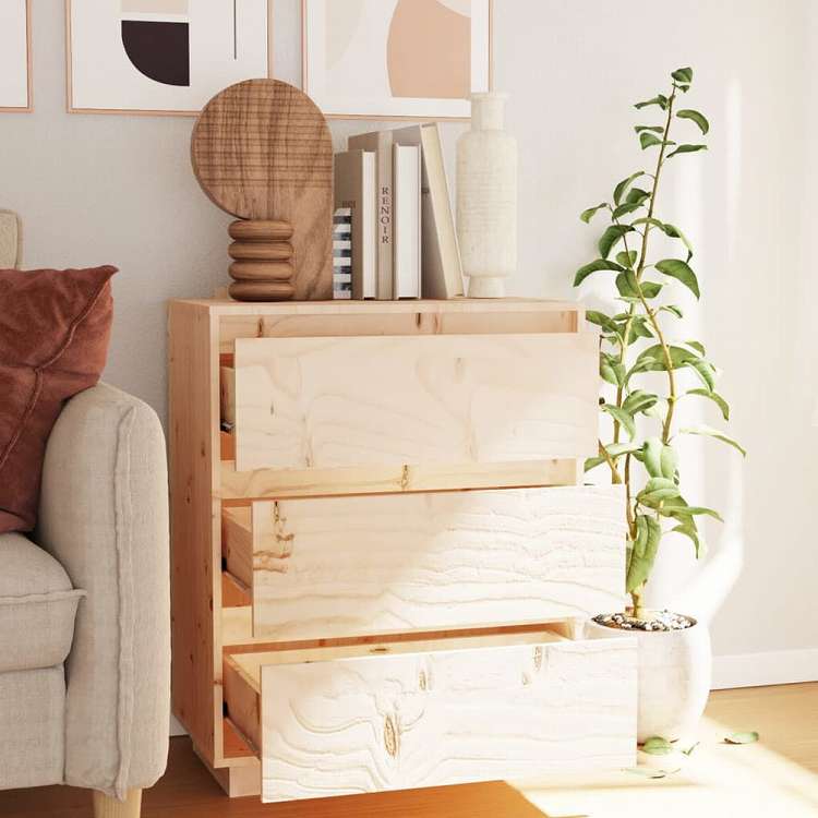 vidaXL サイドボード 60x34x75 cm パイン無垢材家具 キャビネット&収納 サイドボード(代引不可)