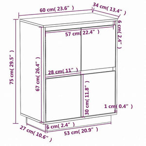 vidaXL サイドボード 60x34x75 cm パイン無垢材家具 キャビネット&収納 サイドボード(代引不可)