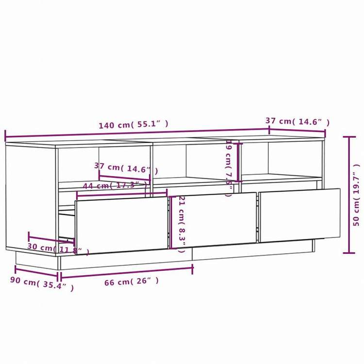 vidaXL テレビキャビネット 140x37x50 cm パイン無垢材家具 AVラック・テレビ台(代引不可)