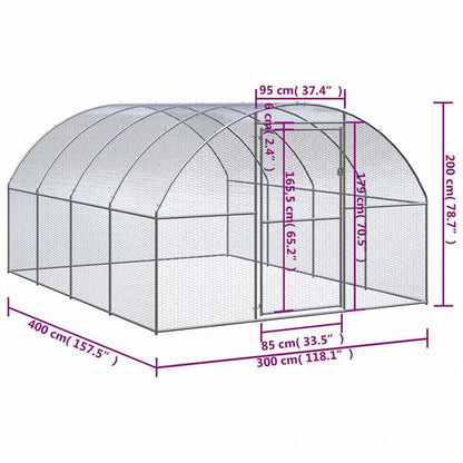 vidaXL 屋外鶏小屋 3x4x2 m 亜鉛メッキ鋼製動物&ペット用品 ペット用品 小動物用品 小動物 飼育・ケージ(代引不可)