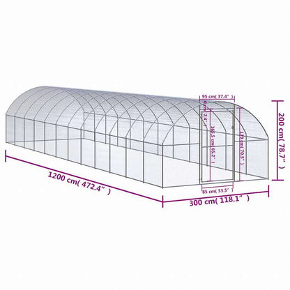 vidaXL 屋外鶏小屋 3x12x2 m 亜鉛メッキ鋼製動物&ペット用品 ペット用品 小動物用品 小動物 飼育・ケージ(代引不可)