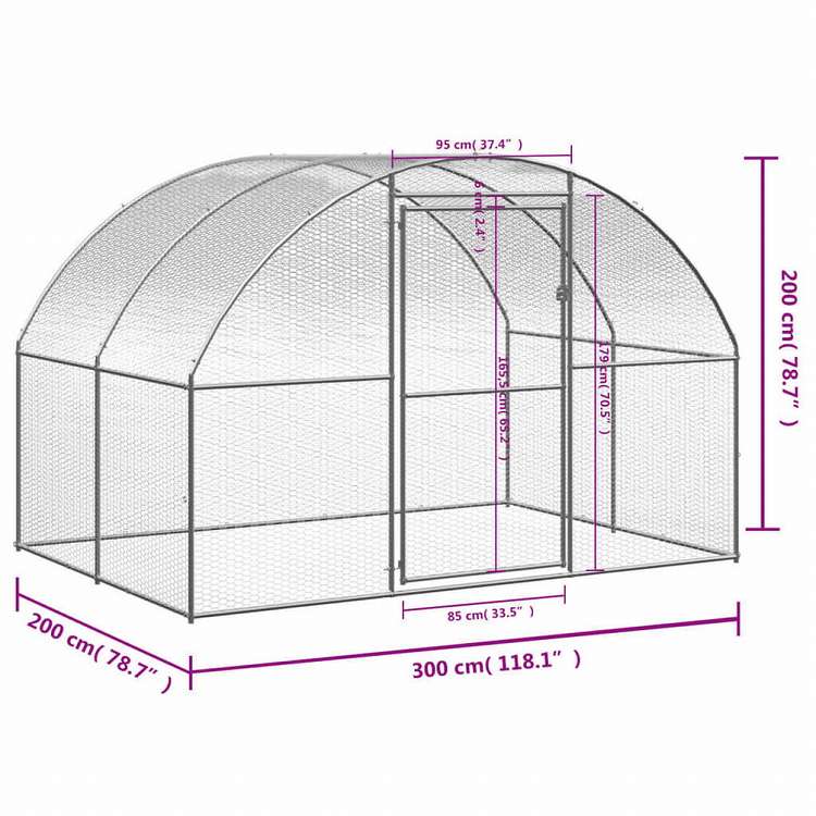 vidaXL 屋外鶏小屋 3x2x2 m 亜鉛メッキ鋼製動物&ペット用品 ペット用品 小動物用品 小動物 飼育・ケージ(代引不可)