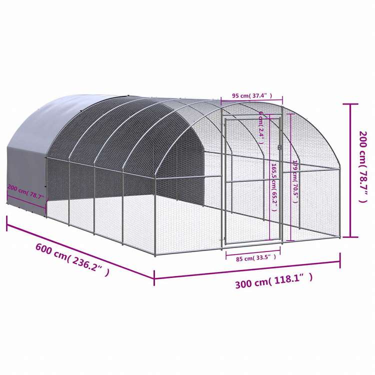 vidaXL 屋外鶏小屋 3x6x2 m 亜鉛メッキ鋼製動物&ペット用品 ペット用品 小動物用品 小動物 飼育・ケージ(代引不可)