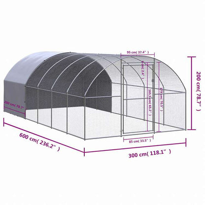vidaXL 屋外鶏小屋 3x6x2 m 亜鉛メッキ鋼製動物&ペット用品 ペット用品 小動物用品 小動物 飼育・ケージ(代引不可)