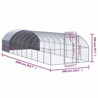 vidaXL 屋外鶏小屋 3x10x2 m 亜鉛メッキ鋼製動物&ペット用品 ペット用品 小動物用品 小動物 飼育・ケージ(代引不可)