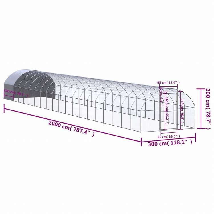 vidaXL 屋外鶏小屋 3x20x2 m 亜鉛メッキ鋼製動物&ペット用品 ペット用品 小動物用品 小動物 飼育・ケージ(代引不可)