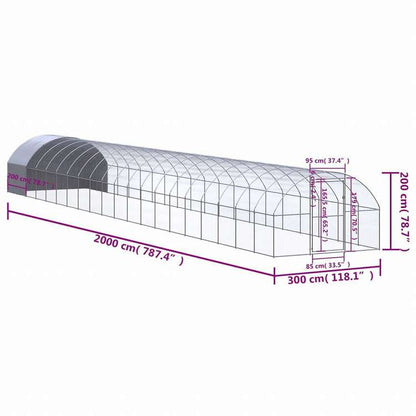 vidaXL 屋外鶏小屋 3x20x2 m 亜鉛メッキ鋼製動物&ペット用品 ペット用品 小動物用品 小動物 飼育・ケージ(代引不可)