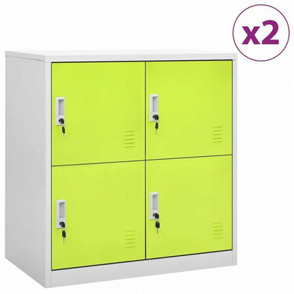 vidaXL ロッカーキャビネット 2点セット ライトグレー&グリーン 90x45x92.5cm スチール (336443x5組)家具 キャビネット&収納 収納キャビネット・ロッカー(代引不可)