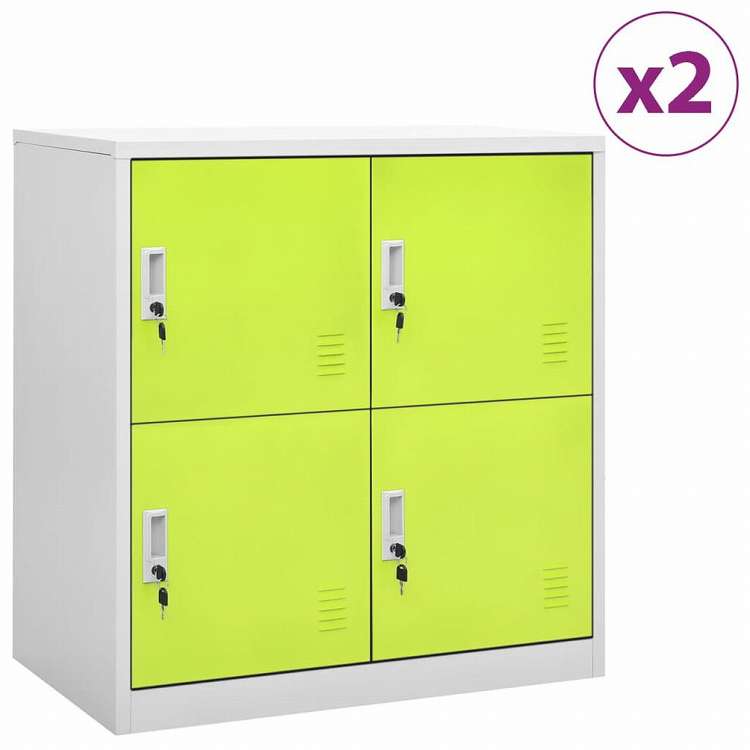 vidaXL ロッカーキャビネット 2点セット ライトグレー&グリーン 90x45x92.5cm スチール (336443x5組)家具 キャビネット&収納 収納キャビネット・ロッカー(代引不可)
