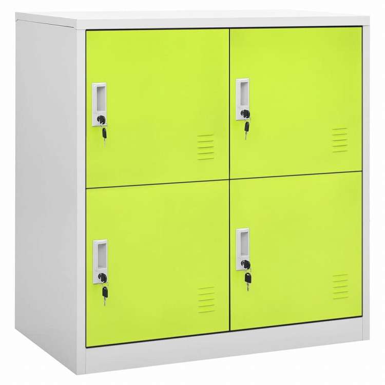 vidaXL ロッカーキャビネット 2点セット ライトグレー&グリーン 90x45x92.5cm スチール (336443x5組)家具 キャビネット&収納 収納キャビネット・ロッカー(代引不可)