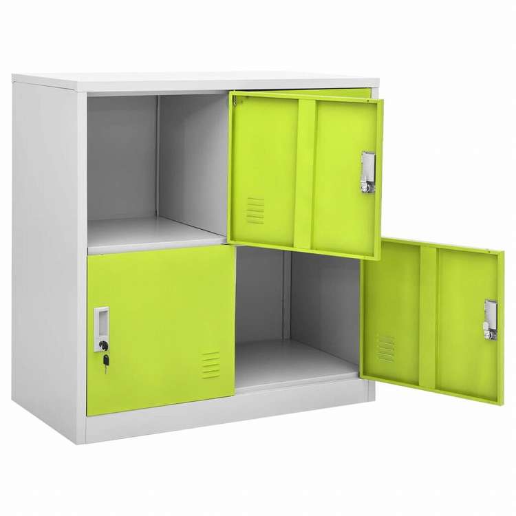 vidaXL ロッカーキャビネット 2点セット ライトグレー&グリーン 90x45x92.5cm スチール (336443x5組)家具 キャビネット&収納 収納キャビネット・ロッカー(代引不可)