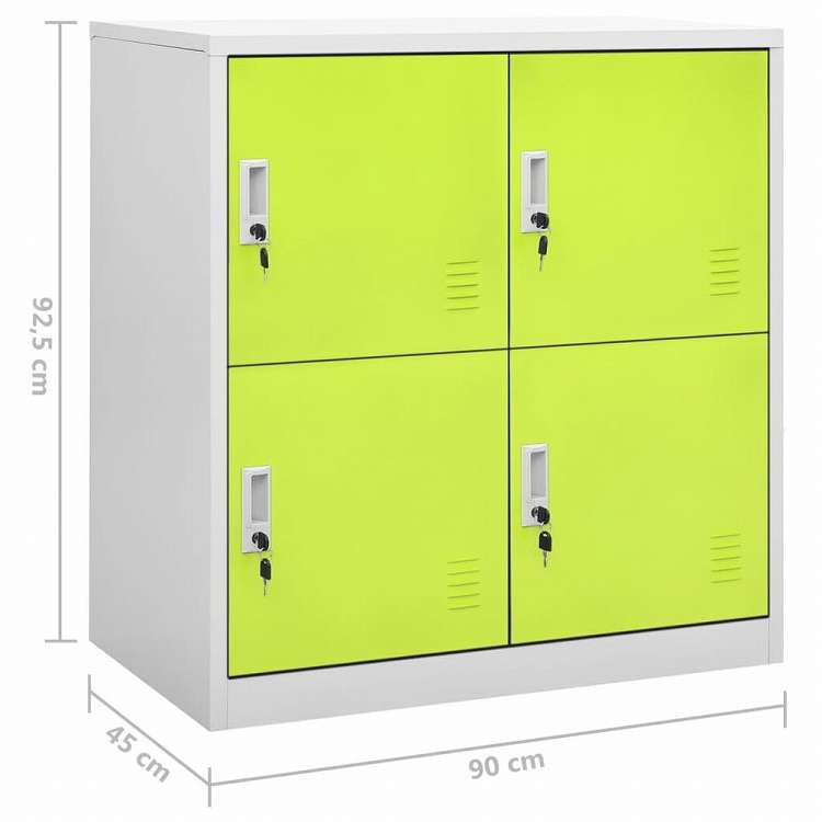 vidaXL ロッカーキャビネット 2点セット ライトグレー&グリーン 90x45x92.5cm スチール (336443x5組)家具 キャビネット&収納 収納キャビネット・ロッカー(代引不可)