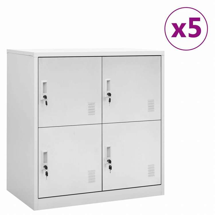 vidaXL ロッカーキャビネット 5点セット ライトグレー 90x45x92.5cm スチール (336432x2組)家具 キャビネット&収納 収納キャビネット・ロッカー(代引不可)
