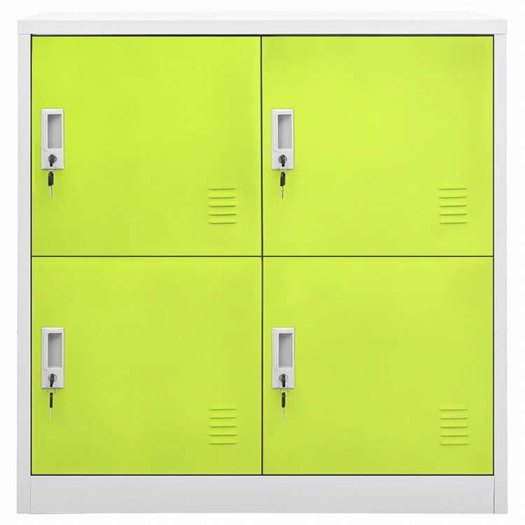 vidaXL ロッカーキャビネット 5点セット ライトグレー&グリーン 90x45x92.5cm スチール家具 キャビネット&収納 収納キャビネット・ロッカー(代引不可)
