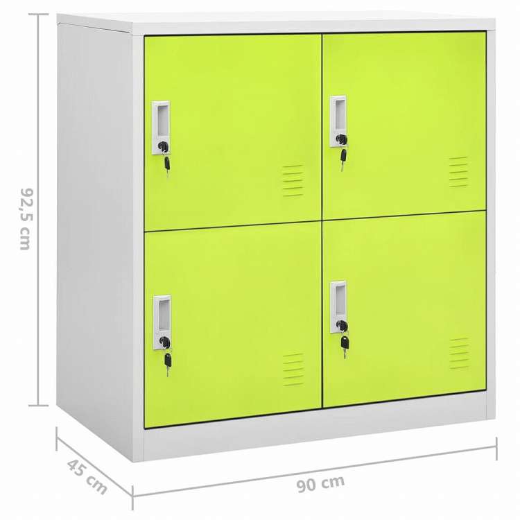 vidaXL ロッカーキャビネット 5点セット ライトグレー&グリーン 90x45x92.5cm スチール家具 キャビネット&収納 収納キャビネット・ロッカー(代引不可)