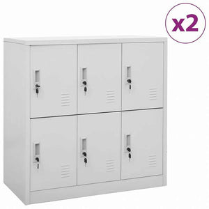 vidaXL ロッカーキャビネット 2点セット ライトグレー 90x45x92.5cm スチール家具 キャビネット&収納 収納キャビネット・ロッカー(代引不可)