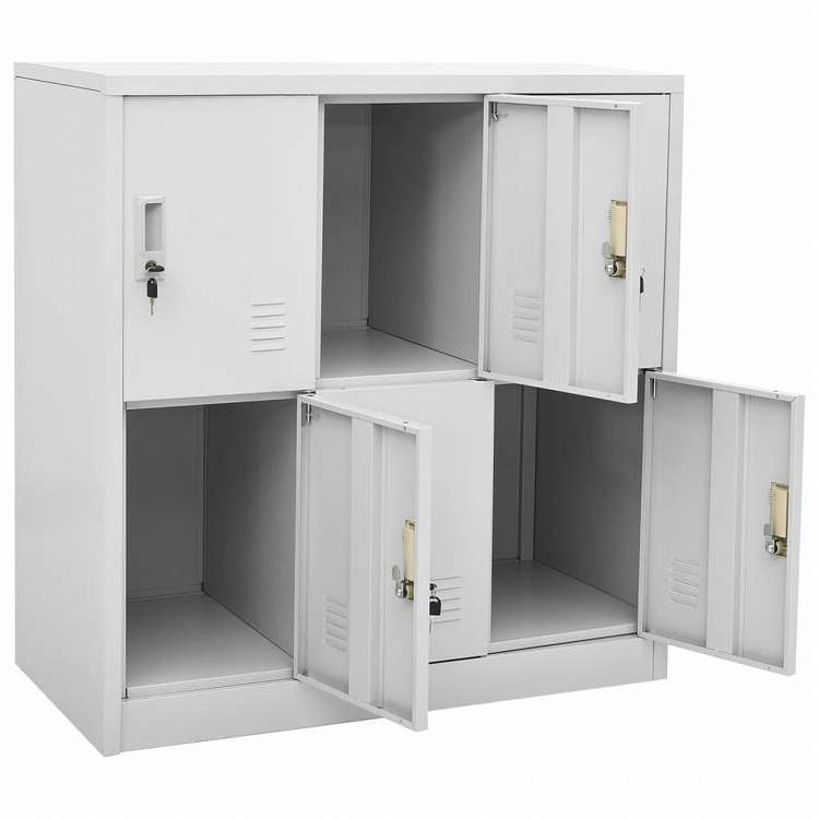 vidaXL ロッカーキャビネット 2点セット ライトグレー 90x45x92.5cm スチール家具 キャビネット&収納 収納キャビネット・ロッカー(代引不可)