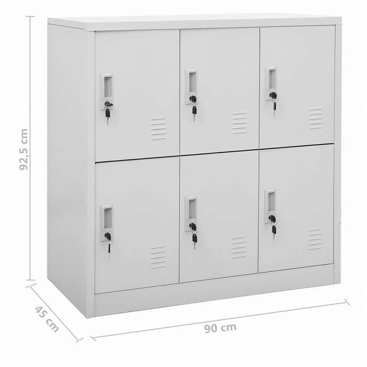 vidaXL ロッカーキャビネット 2点セット ライトグレー 90x45x92.5cm スチール家具 キャビネット&収納 収納キャビネット・ロッカー(代引不可)
