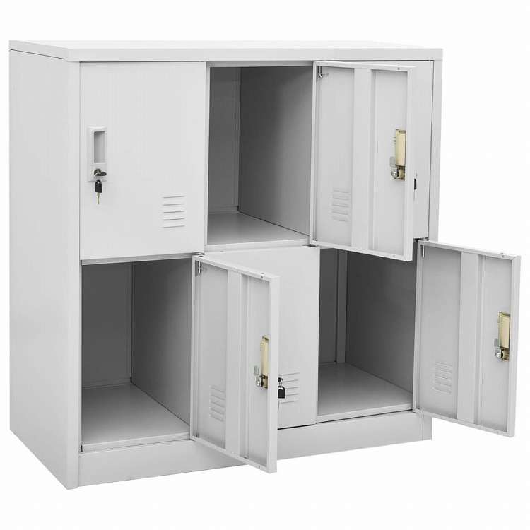vidaXL ロッカーキャビネット 5点セット ライトグレー 90x45x92.5cm スチール家具 キャビネット&収納 収納キャビネット・ロッカー(代引不可)