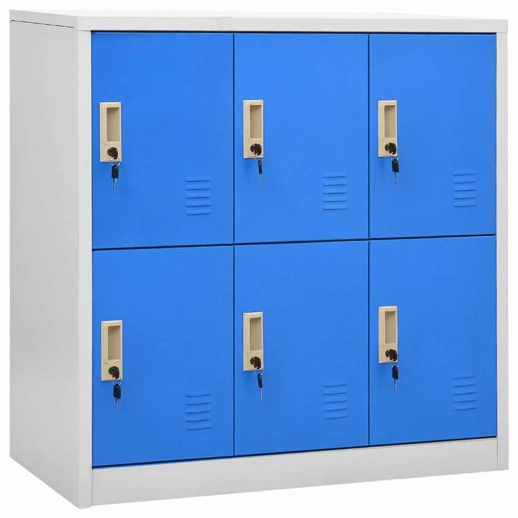 vidaXL ロッカーキャビネット 5点セット ライトグレー&ブルー 90x45x92.5cm スチール (5x336437)家具 キャビネット&収納 収納キャビネット・ロッカー(代引不可)
