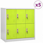 vidaXL ロッカーキャビネット 5点セット ライトグレー&グリーン 90x45x92.5cm スチール家具 キャビネット&収納 収納キャビネット・ロッカー(代引不可)