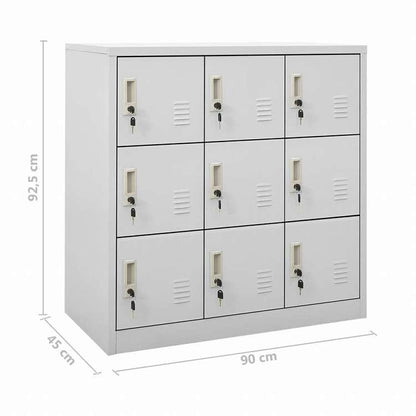 vidaXL ロッカーキャビネット 2点セット ライトグレー 90x45x92.5cm スチール家具 キャビネット&収納 収納キャビネット・ロッカー(代引不可)