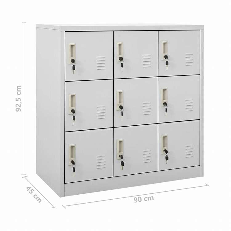 vidaXL ロッカーキャビネット 2点セット ライトグレー 90x45x92.5cm スチール家具 キャビネット&収納 収納キャビネット・ロッカー(代引不可)