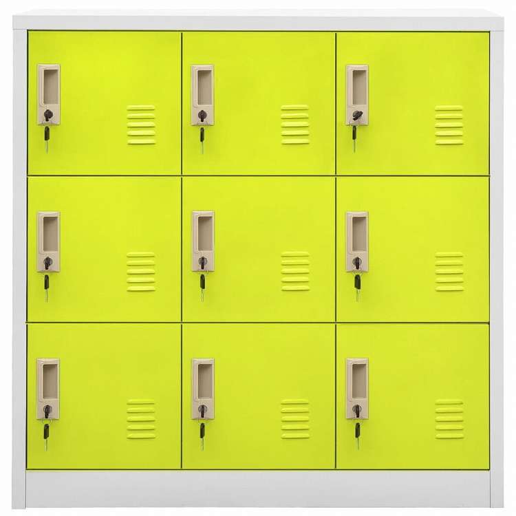 vidaXL ロッカーキャビネット 2点セット ライトグレー&グリーン 90x45x92.5cm スチール家具 キャビネット&収納 収納キャビネット・ロッカー(代引不可)