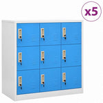 vidaXL ロッカーキャビネット 5点セット ライトグレー&ブルー 90x45x92.5cm スチール (336441x5組)家具 キャビネット&収納 収納キャビネット・ロッカー(代引不可)