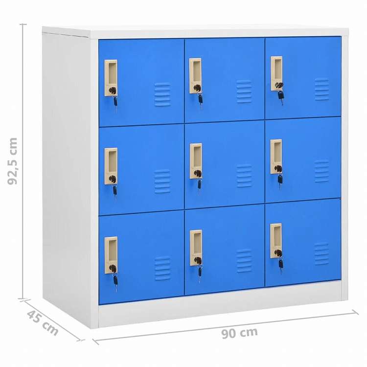 vidaXL ロッカーキャビネット 5点セット ライトグレー&ブルー 90x45x92.5cm スチール (336441x5組)家具 キャビネット&収納 収納キャビネット・ロッカー(代引不可)
