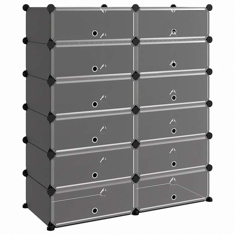 vidaXL シューズラック ブラック 94.5x36.5x106cm PPホーム&ガーデン 家事用品 収納&オーガナイザー 衣類・ワードローブ収納 シューズラック・整理収納(代引不可)