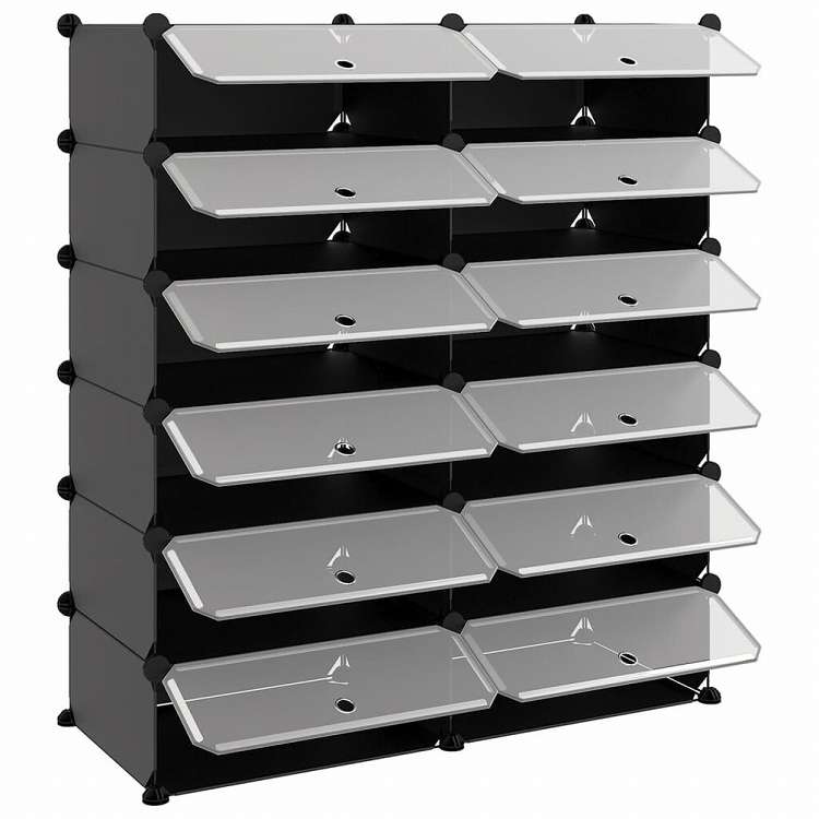 vidaXL シューズラック ブラック 94.5x36.5x106cm PPホーム&ガーデン 家事用品 収納&オーガナイザー 衣類・ワードローブ収納 シューズラック・整理収納(代引不可)