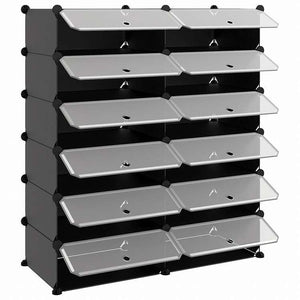 vidaXL シューズラック ブラック 94.5x36.5x106cm PPホーム&ガーデン 家事用品 収納&オーガナイザー 衣類・ワードローブ収納 シューズラック・整理収納(代引不可)