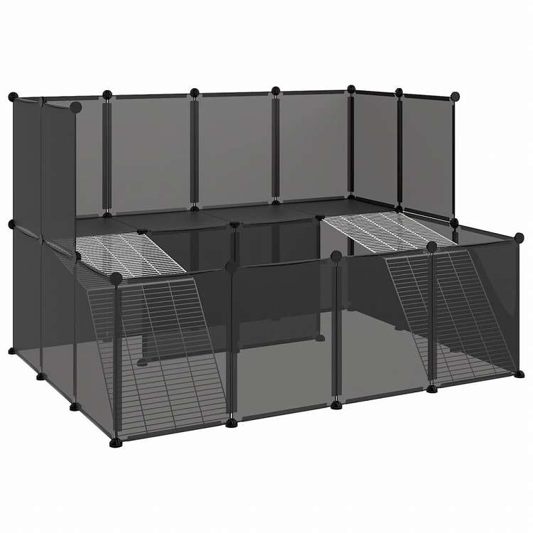 vidaXL 小動物ケージ ブラック 143x107x93cm PP&スチール動物&ペット用品 ペット用品 小動物用品 小動物 飼育・ケージ(代引不可)