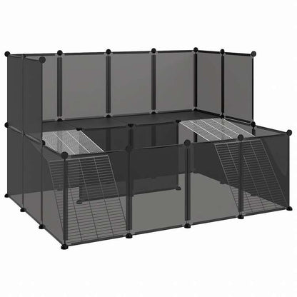 vidaXL 小動物ケージ ブラック 143x107x93cm PP&スチール動物&ペット用品 ペット用品 小動物用品 小動物 飼育・ケージ(代引不可)