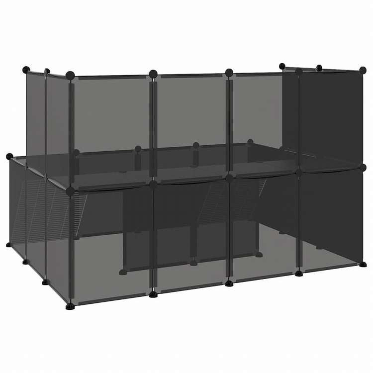 vidaXL 小動物ケージ ブラック 143x107x93cm PP&スチール動物&ペット用品 ペット用品 小動物用品 小動物 飼育・ケージ(代引不可)