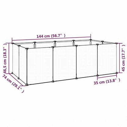 vidaXL 小動物ケージ ブラック 144x74x46.5cm PP&スチール動物&ペット用品 ペット用品 小動物用品 小動物 飼育・ケージ(代引不可)