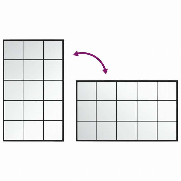 vidaXL ウォールミラー ブラック 100x60 cm 金属製ホーム&ガーデン デコレーション 鏡(代引不可)
